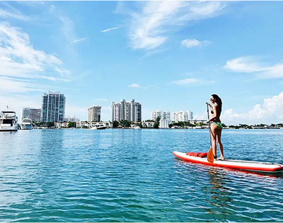 Paddleboarding on the water near CitySide Apartments Sarasota